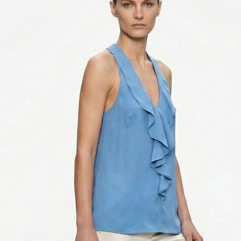 Reiss Blue Ruffle Racerback Tunic Top – Size 6 - Picture 2 of 3